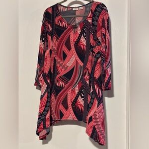 Cato Pink and Black Geometric Blouse